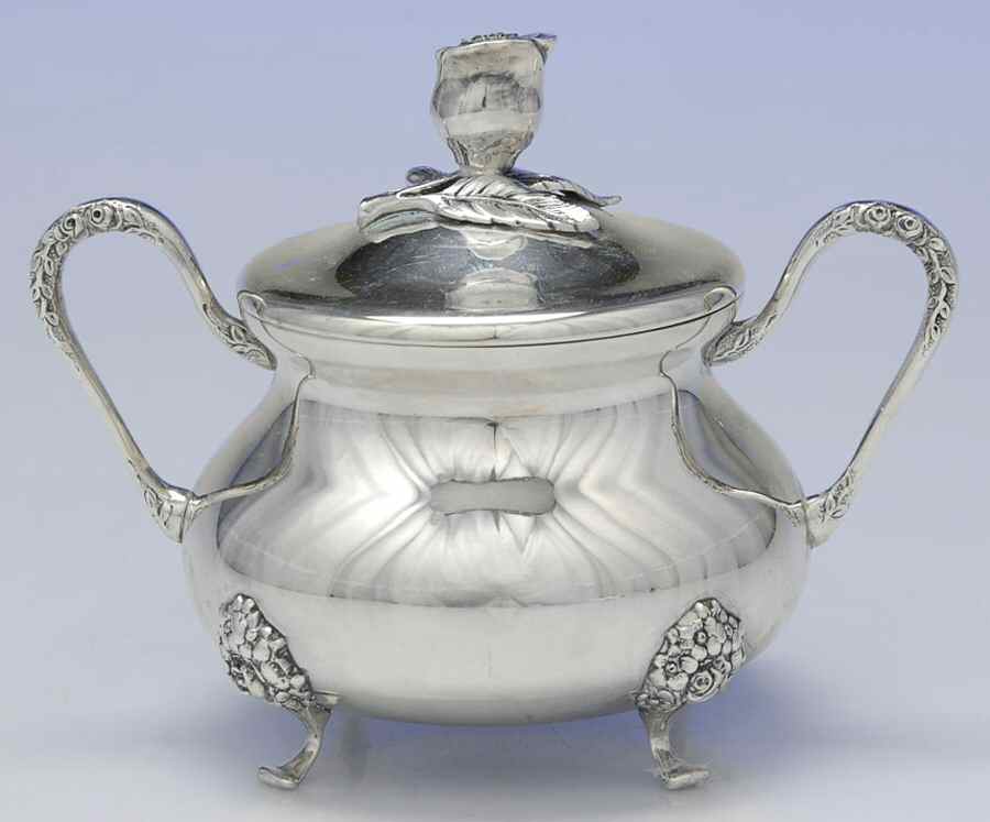 WUL1 (Sterling, Hollowware) Sugar Bowl & Lid by Wilheim Ludwig-1