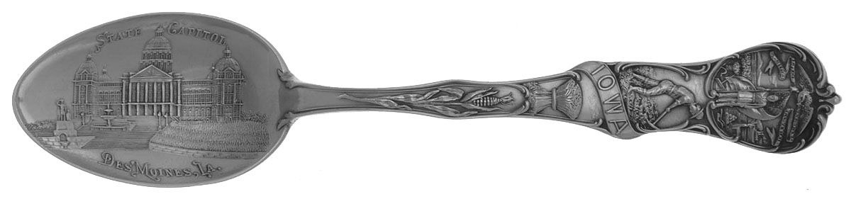 States & Cities Souvenir Spoons(Sterling) Iowa Teaspoon by Watson-1
