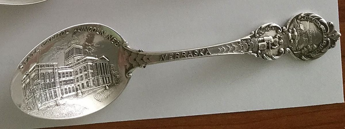 States & Cities Souvenir Spoons(Sterling) Nebraska Teaspoon by Watson-1