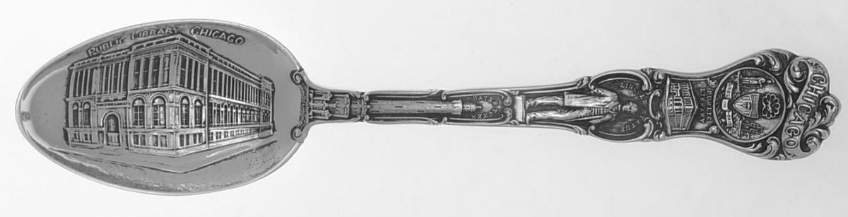 States & Cities Souvenir Spoons(Sterling) Illinois Teaspoon by Watson-1