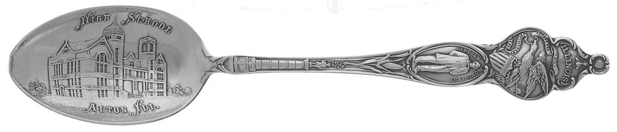 States & Cities Souvenir Spoons(Sterling) Illinois Five O'Clock Spoon by Watson-1