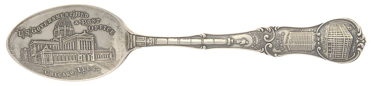 States & Cities Souvenir Spoons(Sterling) Illinois Teaspoon by Watson-1