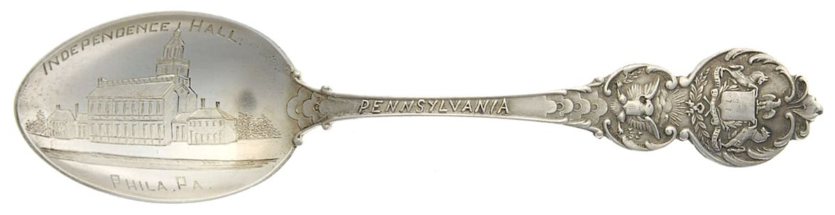 States & Cities Souvenir Spoons(Sterling) Pennsylvania Five O'Clock Spoon by Watson-1