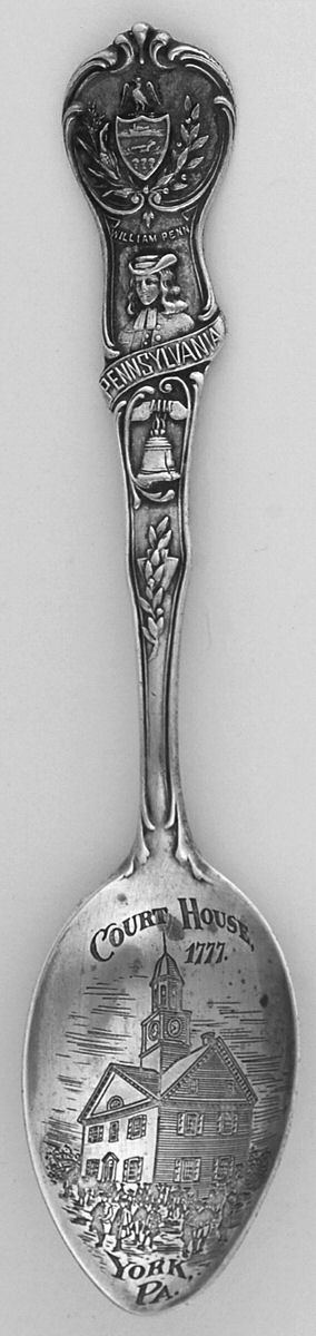 States & Cities Souvenir Spoons(Sterling) Pennsylvania Demitasse Spoon by Watson-1