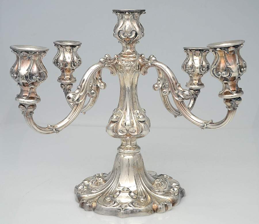 8318 (Silverplate, Hollowware) Small Plated 5-Light Candelabra by Wallace Silver-1