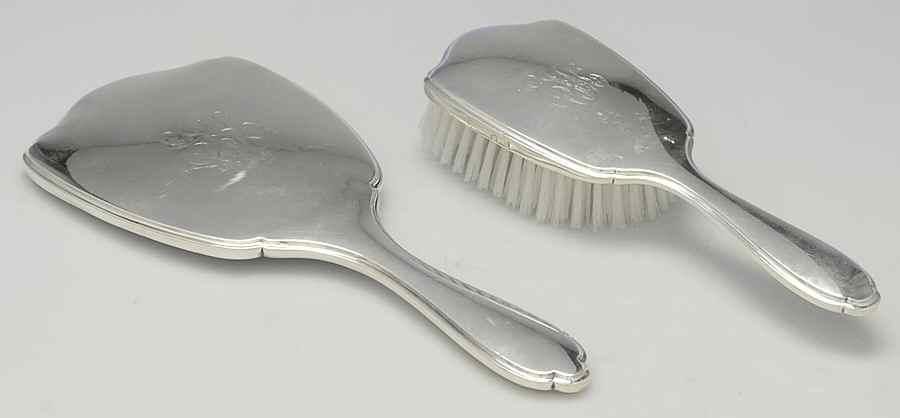 7501-7523 (Sterling, Hollowware) 2 Pc Vanity Set (Hair Brush and Mirror) by Whiting Manf Co-1