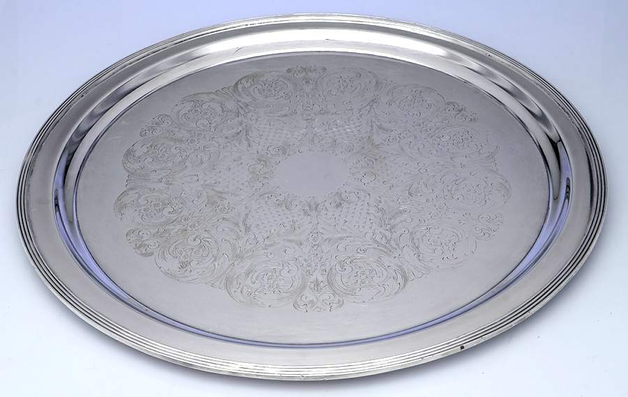350-1 (Silverplate, Hollowware) Round Tray For Punch Bowl by Wallace Silver-1