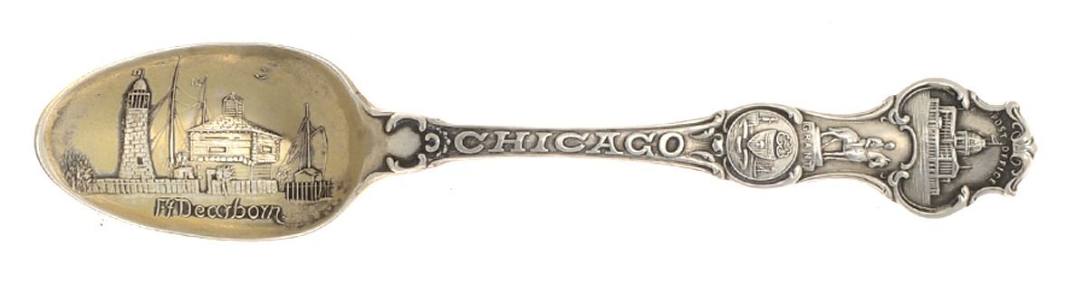 States & Cities Souvenir Spoons(Sterling) Illinois Demitasse Spoon by Wallace Silver-1