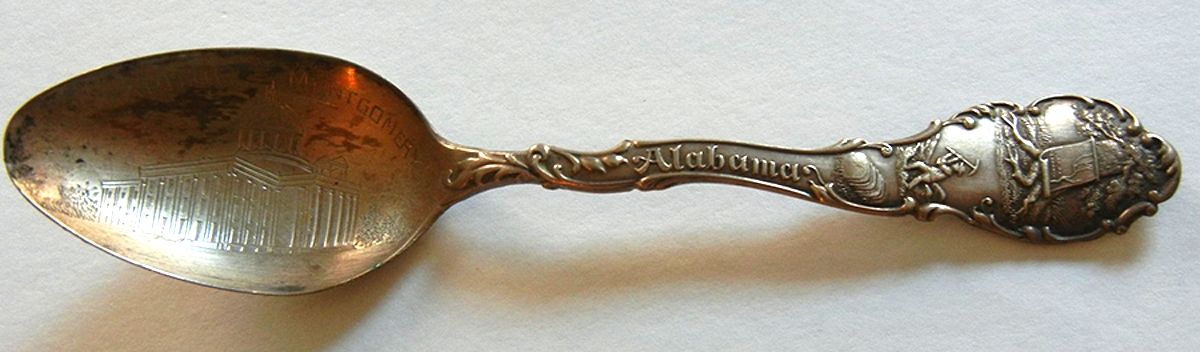 States & Cities Souvenir Spoons(Sterling) Alabama Teaspoon by Wallace Silver-1