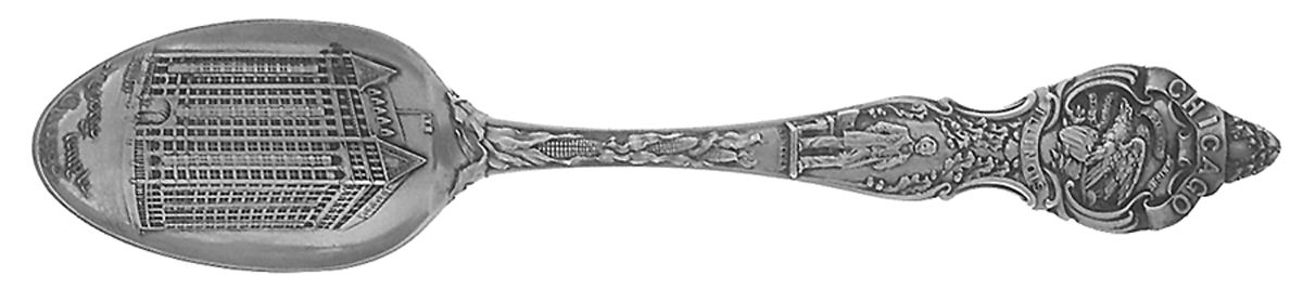 States & Cities Souvenir Spoons(Sterling) Illinois Teaspoon by Wallace Silver-1
