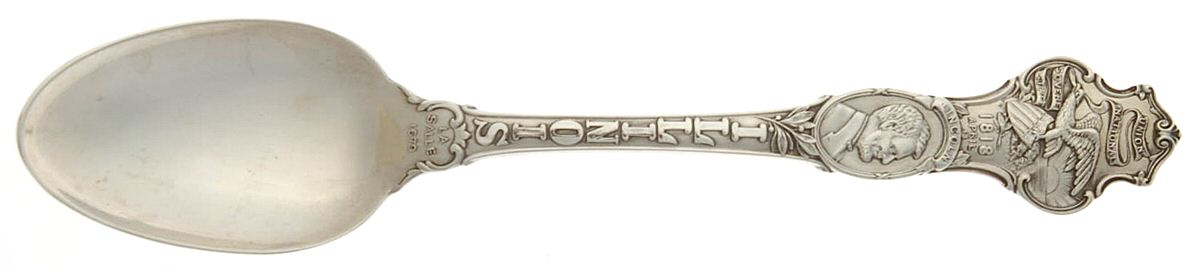States & Cities Souvenir Spoons(Sterling) Illinois Teaspoon by Wallace Silver-1