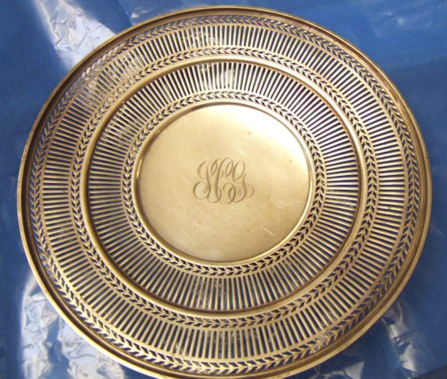 4791 (Sterling, Hollowware) Footed Sterling Sandwich Plate by Watson-1