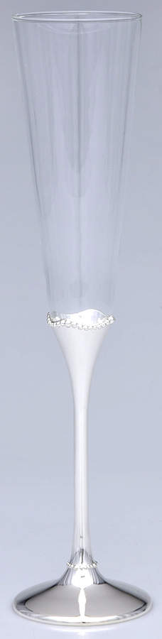 Lismore Bead (Silverplate, Hollowware) Glass & Silver Champagne Flute by Waterford-1