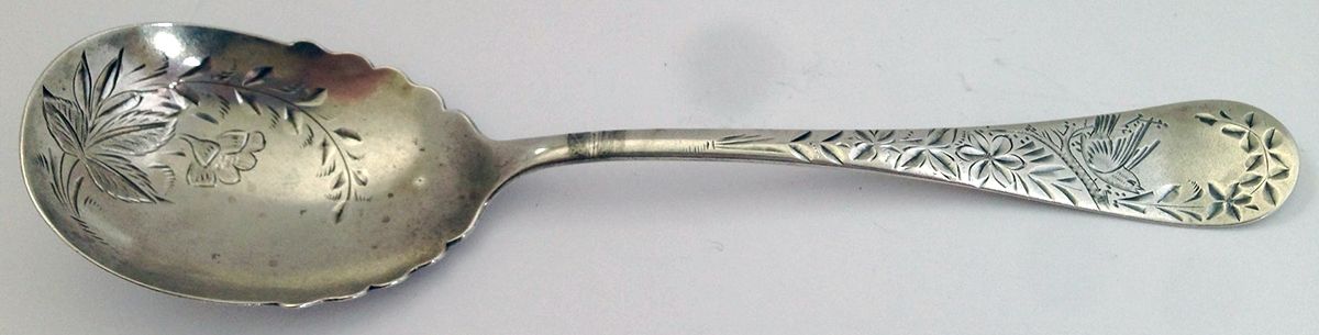 WND28 (Sterling) Bright Cut Bowl Sugar Spoon by Wendell-1