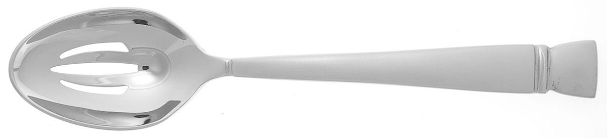 Cabochon-Satin (Stainless) Pierced Tablespoon (Serving Spoon) by Wedgwood Silver-1
