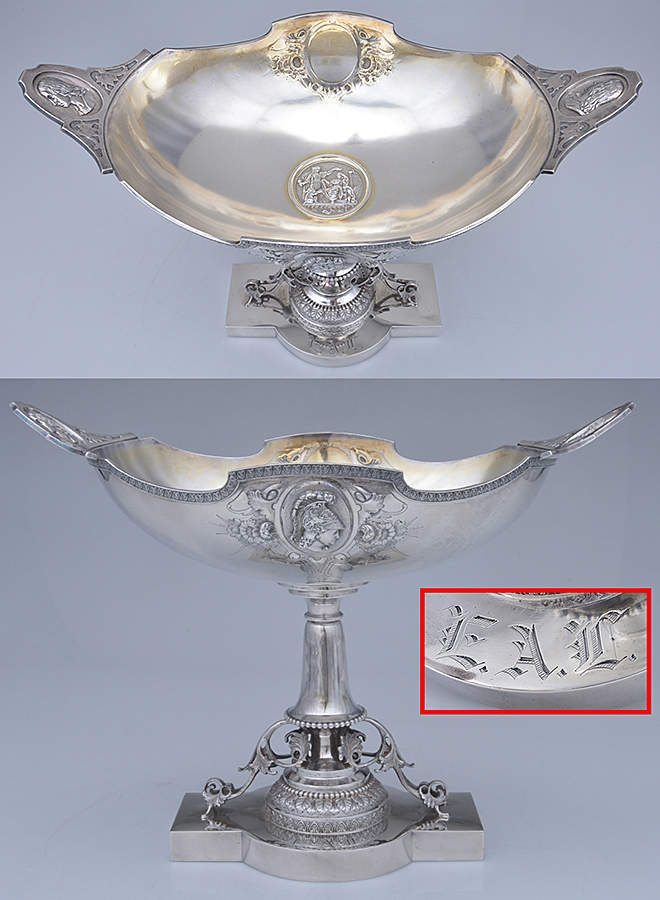 Medallion (Sterling, Hollowware) 15" Oval Pedestal Centerpiece by Wood & Hughes-1