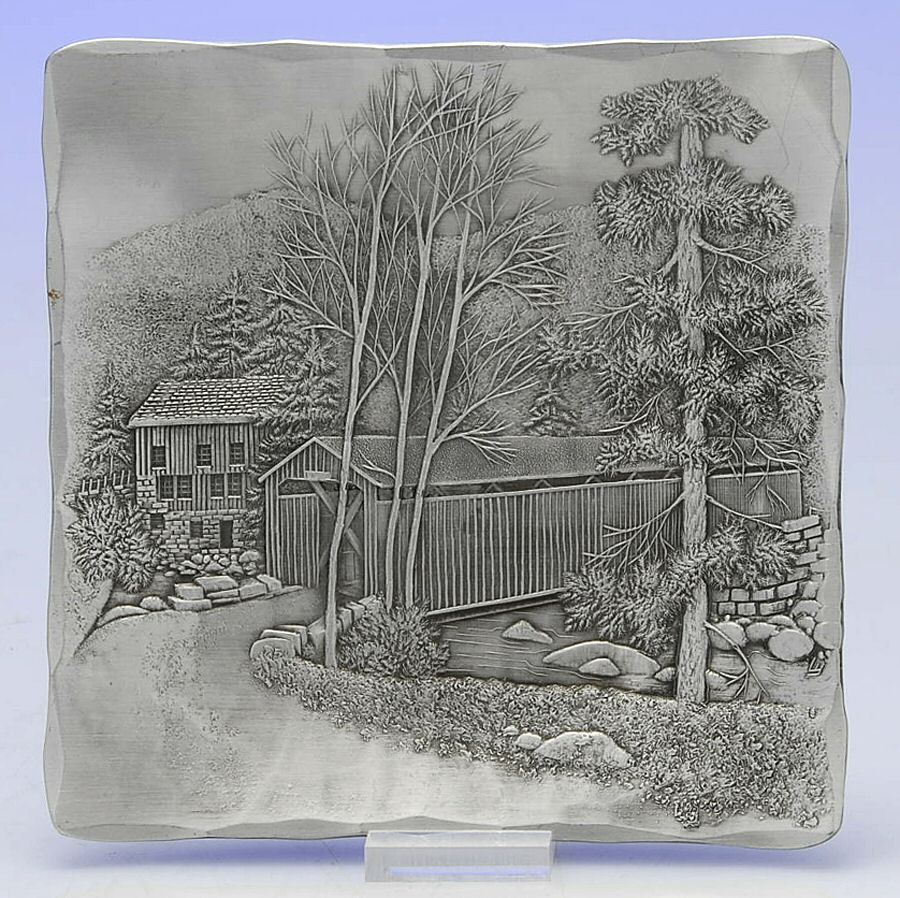 McConnells Mill (Metal, Hollowware) 4" Square Tray by Wendell August-1
