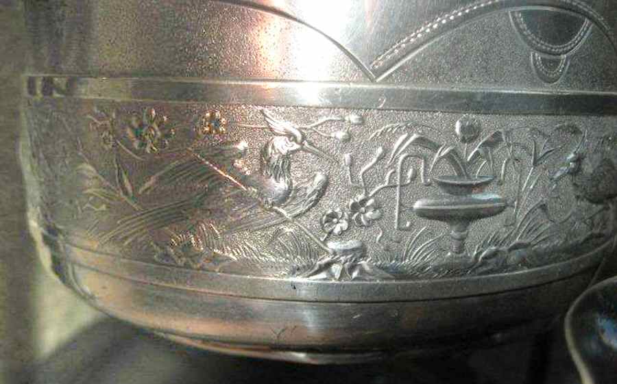 331 (Silverplate, Hollowware) Pitcher with Hinged Lid,Tilting Stand & 2 Goblets by Wilcox Silverplate-1
