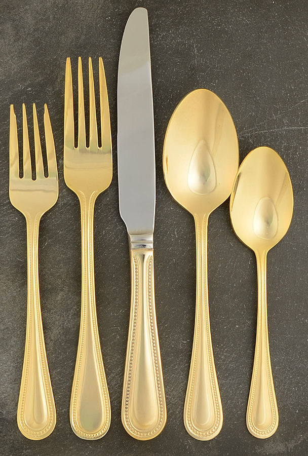 Continental Bead (Gold Electroplate) 5 Piece Place Setting by Wallace Silver-1