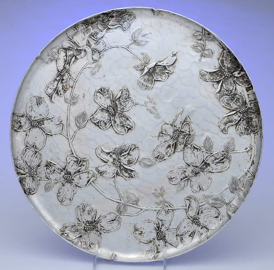 Dogwood (Metal, Hollowware) 13" Round Tray by Wendell August-1