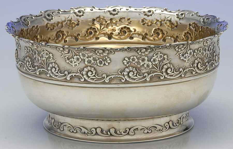 Dresden Rose (Sterling, Hollowware) 8" Fruit Serving Bowl by Whiting Manf Co-1