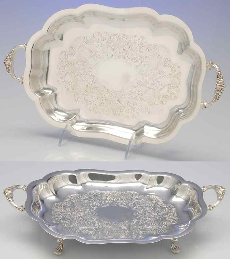 2422 (Silverplate, Hollowware) 9" Footed Handled Bread Tray by Wallace Silver-1