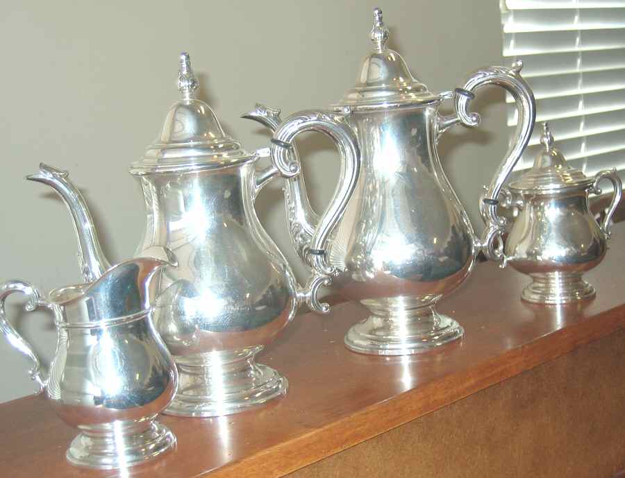 Amherst (Sterling, Hollowware) 4 Piece Tea Set (SCP, STP, SCR, SSU) by Wallace Silver-1