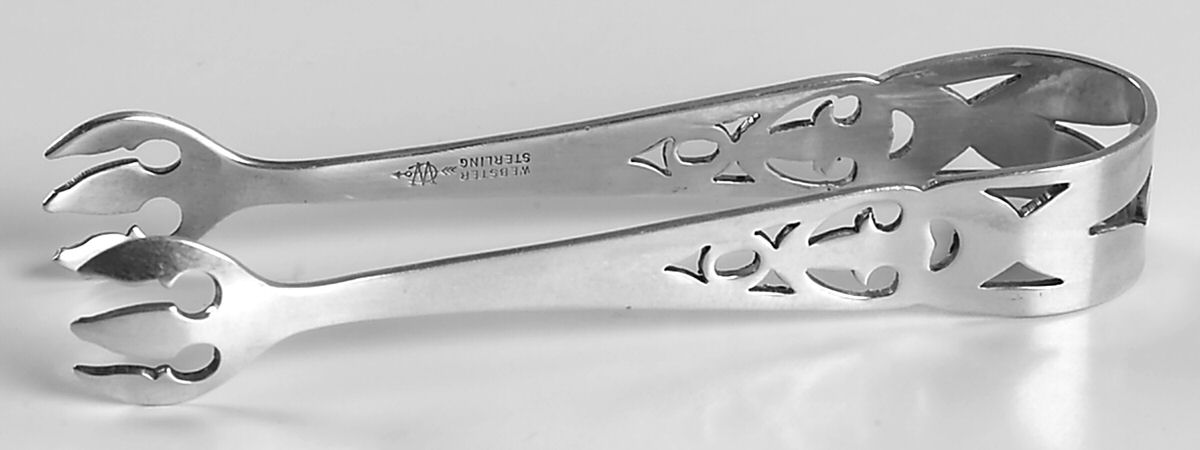 Pierced Handle Series (Sterling) Sugar Tongs by Webster Co-1