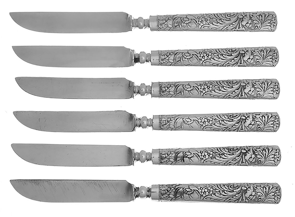 WAS221 (Silverplate) (Set of 6) Individual Solid Fruit Knife by Wallace Silver-1