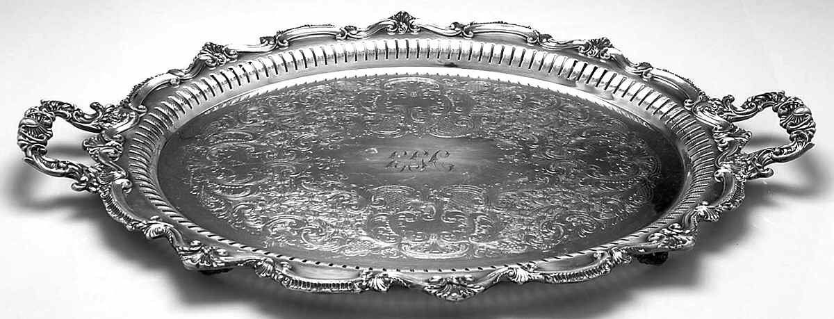 246 (Silverplate, Hollowware) 25" 4 Toed Waiter Tray by W & S Blackington Co-1