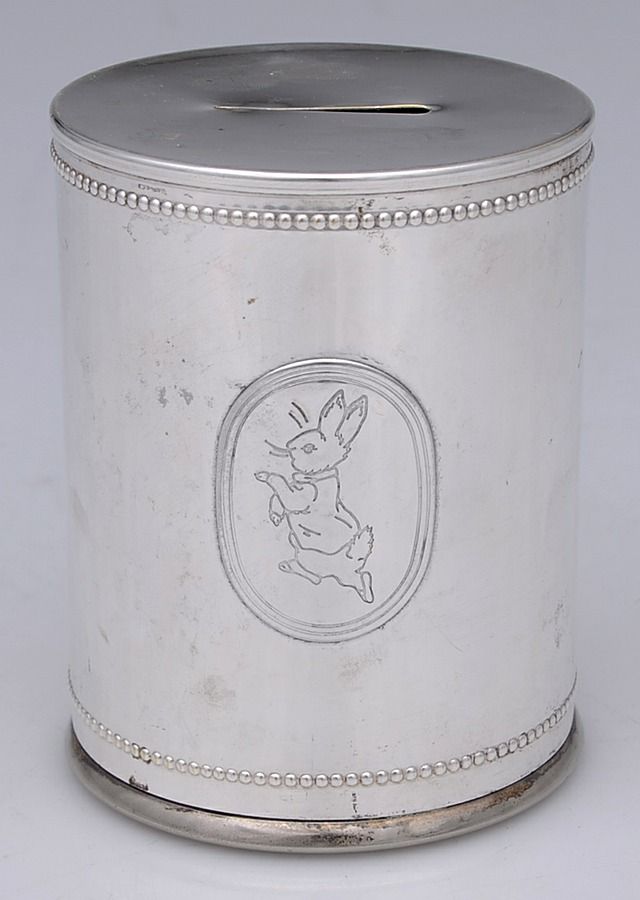 Peter Rabbit (Silverplate) Bank by Wedgwood Silver-1