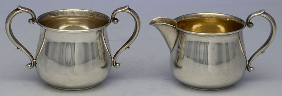 4644 (Sterling, Hollowware) Creamer & Open Sugar Set by Webster Co-1
