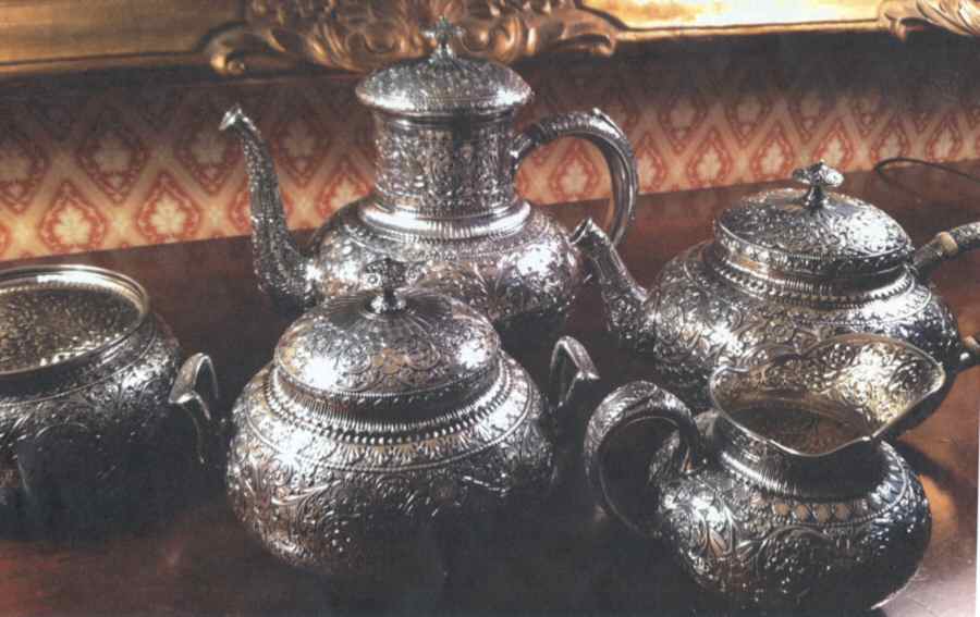 412 (Sterling Hollowware 5 Piece Tea Set (SCP, STP, SCR, SSU, SWB) by William Moir-1