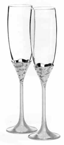 Lace Bouquet (Silverplate, Hollowware) Glass & Silver Champagne Flute by Wedgwood Silver-1