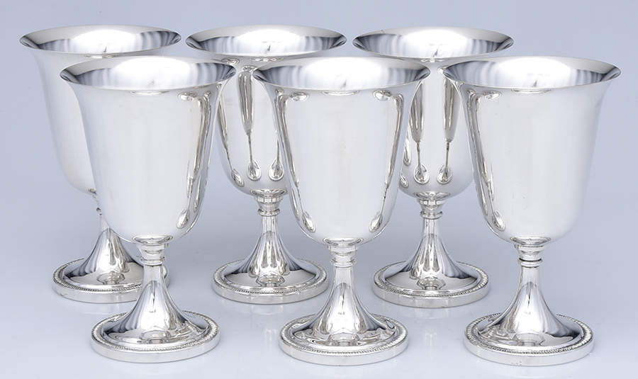 Silverplate Hollowware Water Goblet - Set of 6 by William Adams-Sheffield-Birminghan-1