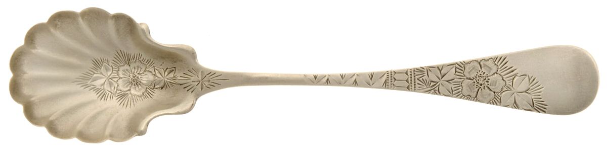 No. 2 (Sterling) Sugar Shell Spoon, Bright Cut by Whiting Manf Co-1