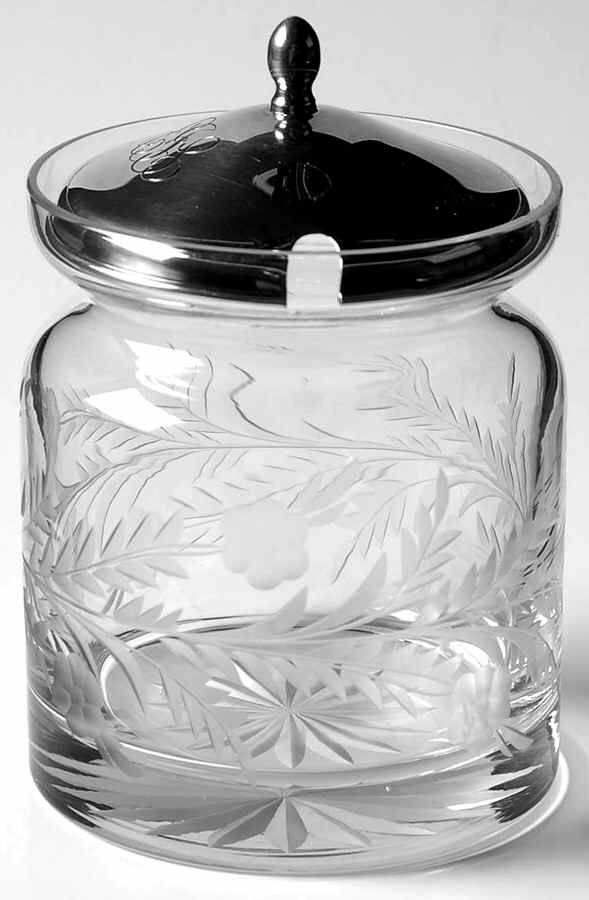 188 (Sterling, Hollowware) Crystal Jam Jar & Silver Lid by Watson-1