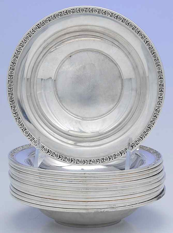 B12 (Sterling, Hollowware) Set of 12 Cereal Bowls by Watson-1