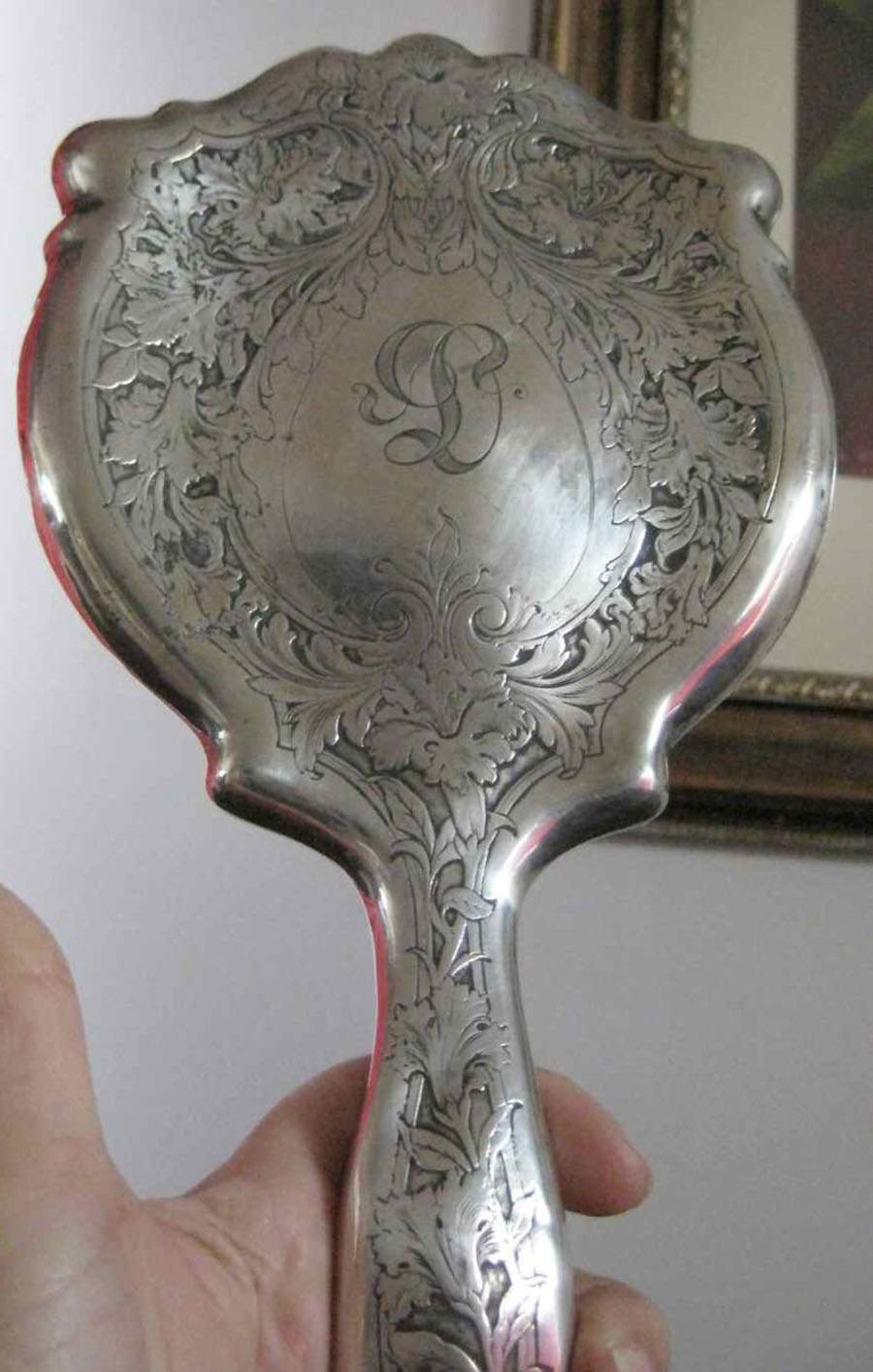 Berain (Sterling, Hollowware) Mirror with Handle by Wallace Silver-1