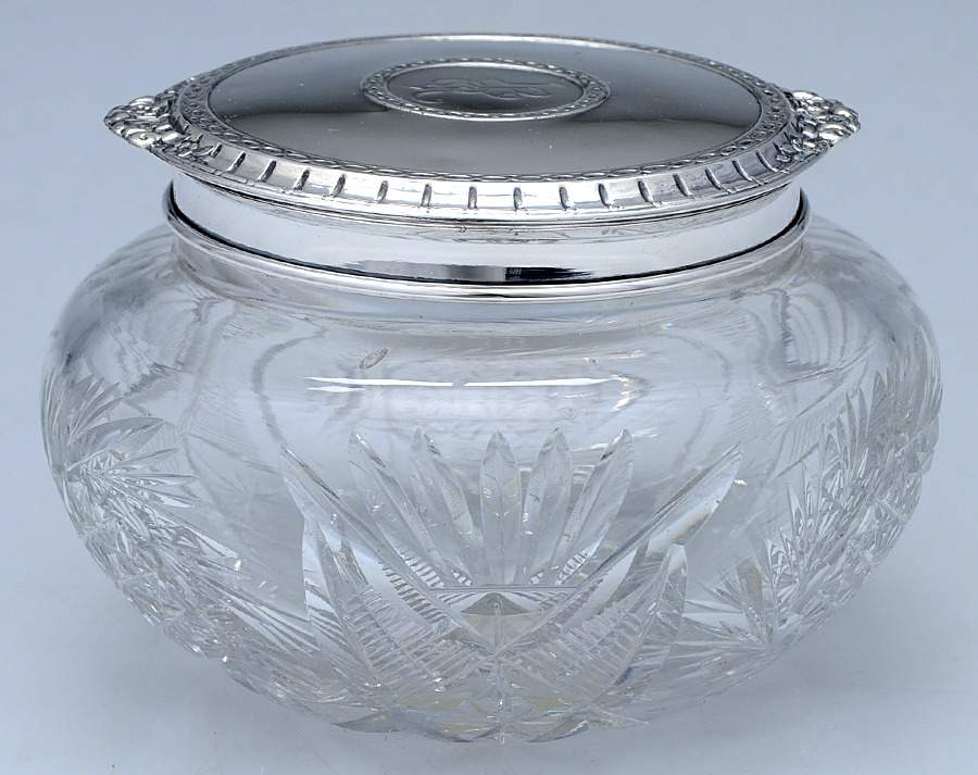 70 (Sterling, Hollowware) Powder Jar, Crystal Bowl and Sterling Lid by Wallace Silver-1