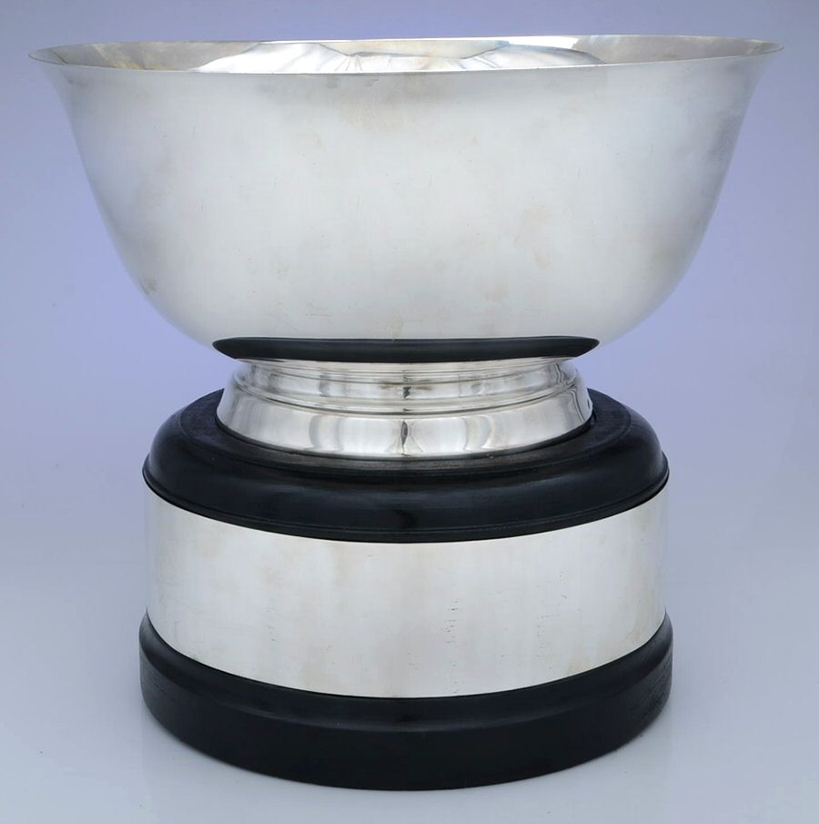 Paul Revere Bowl (Sterling, Hollowware) Large Presentation Trophy W/Wood Stand by Wallace Silver-1