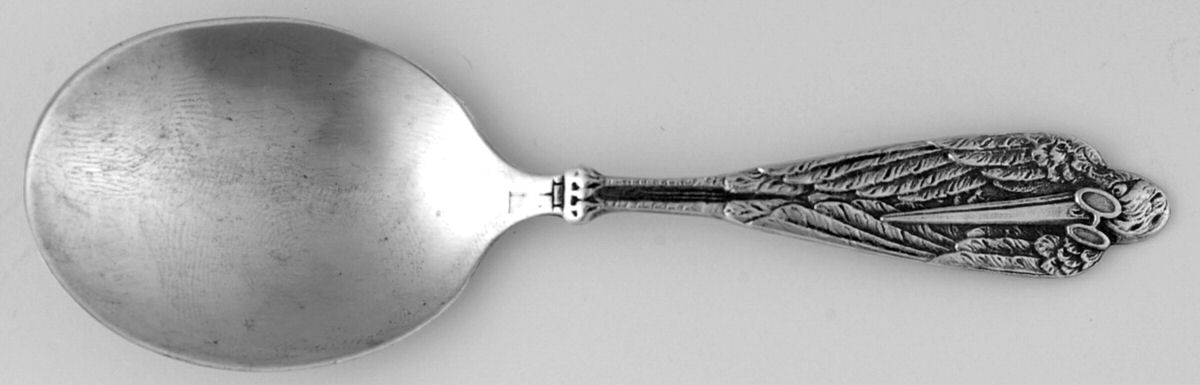 Stork (Sterling) Straight Handle Baby Spoon by Webster Co-1