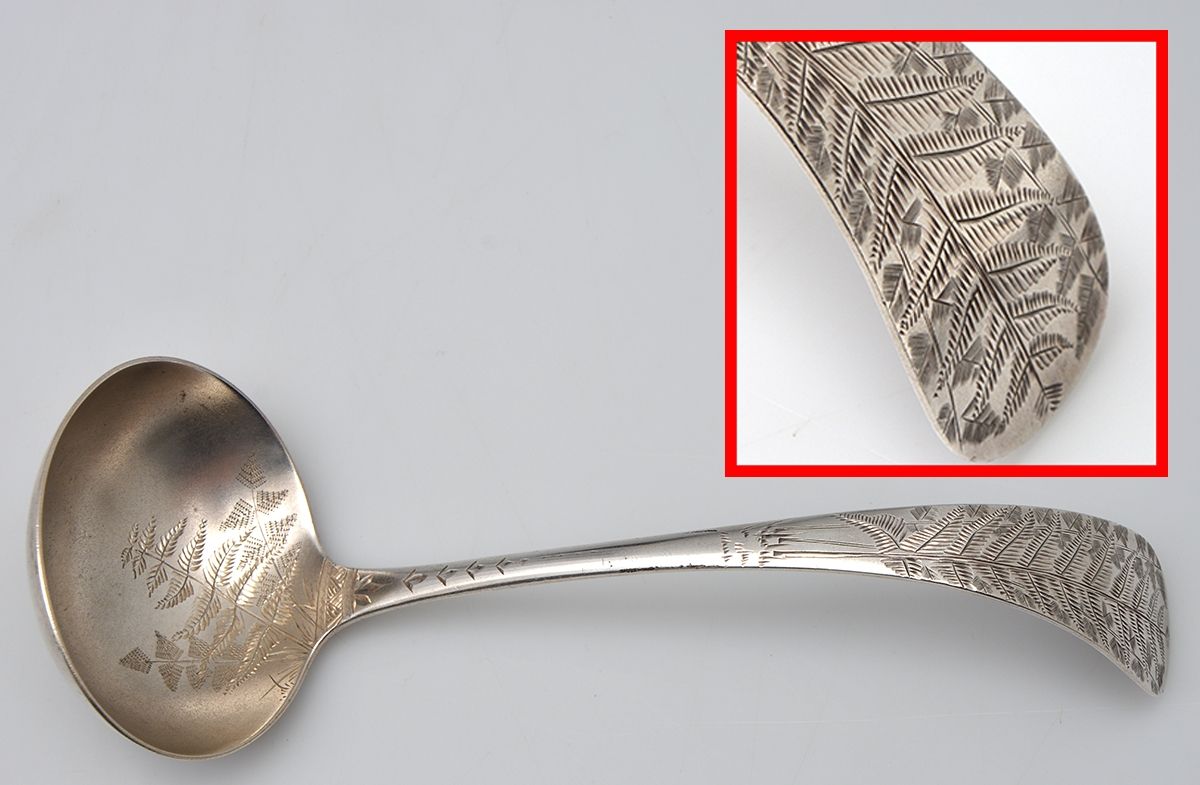 207 (Sterling) Gravy Ladle, Brightcut Solid Piece by Wm Wilson & Son-1