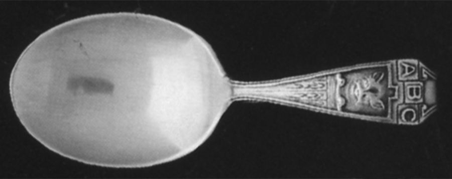 ABC-Kitty (Sterling) Curved Handle Baby Spoon by Webster Co-1