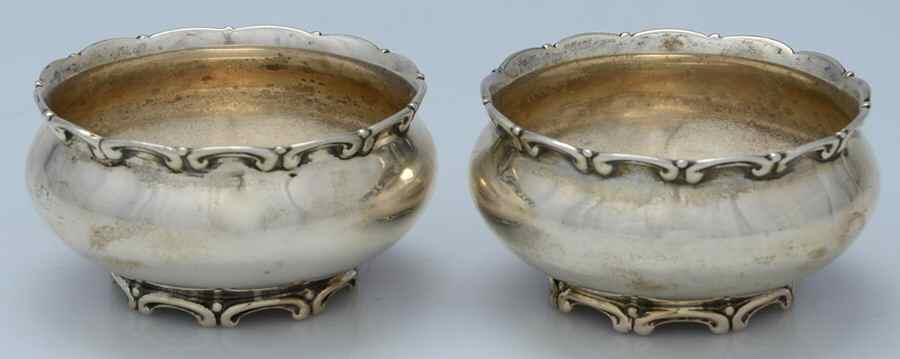 Louis XV (Sterling, 1891, Hollowware) Master Open Salt (Set of 2) by Whiting Manf Co-1
