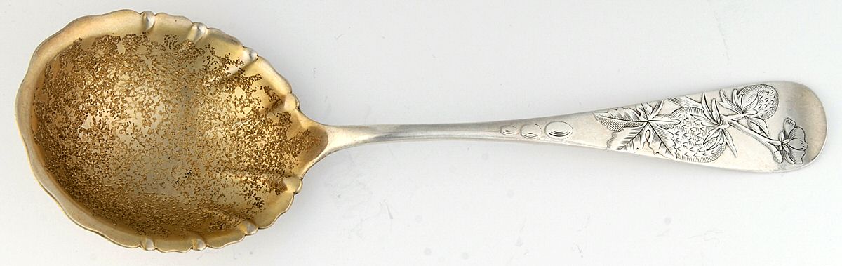 23 (Sterling) Small Bright Cut Berry Casserole Spoon by Whiting Manf Co-1