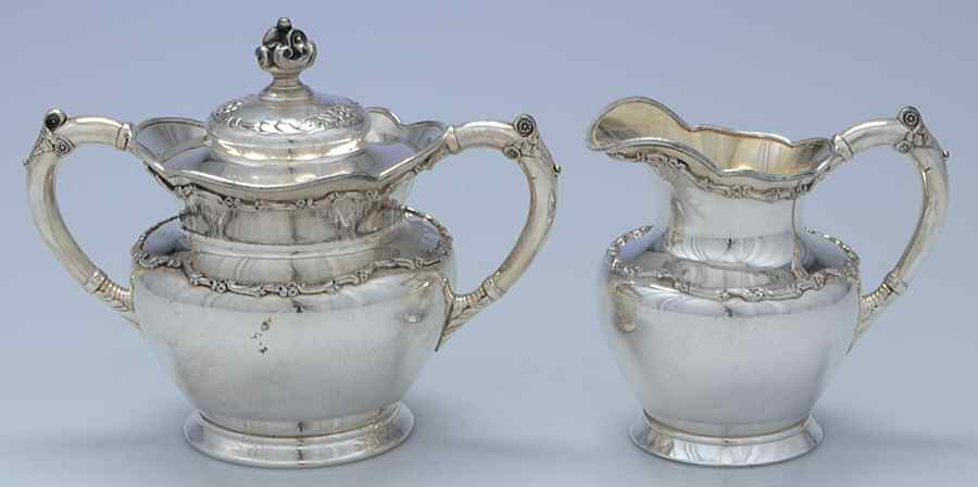 1913 (Silverplate, Hollowware) Creamer & Sugar with Lid Set by Wilcox Silverplate-1
