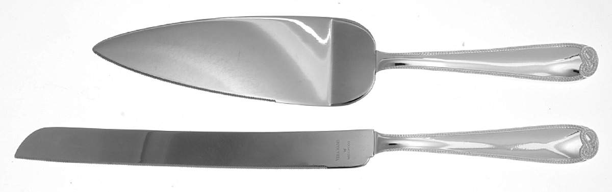 Vera Infinity (Silverplate, Hollowware) 2 Piece Cake Serving Set (PCS & WCK) by Wedgwood Silver-1