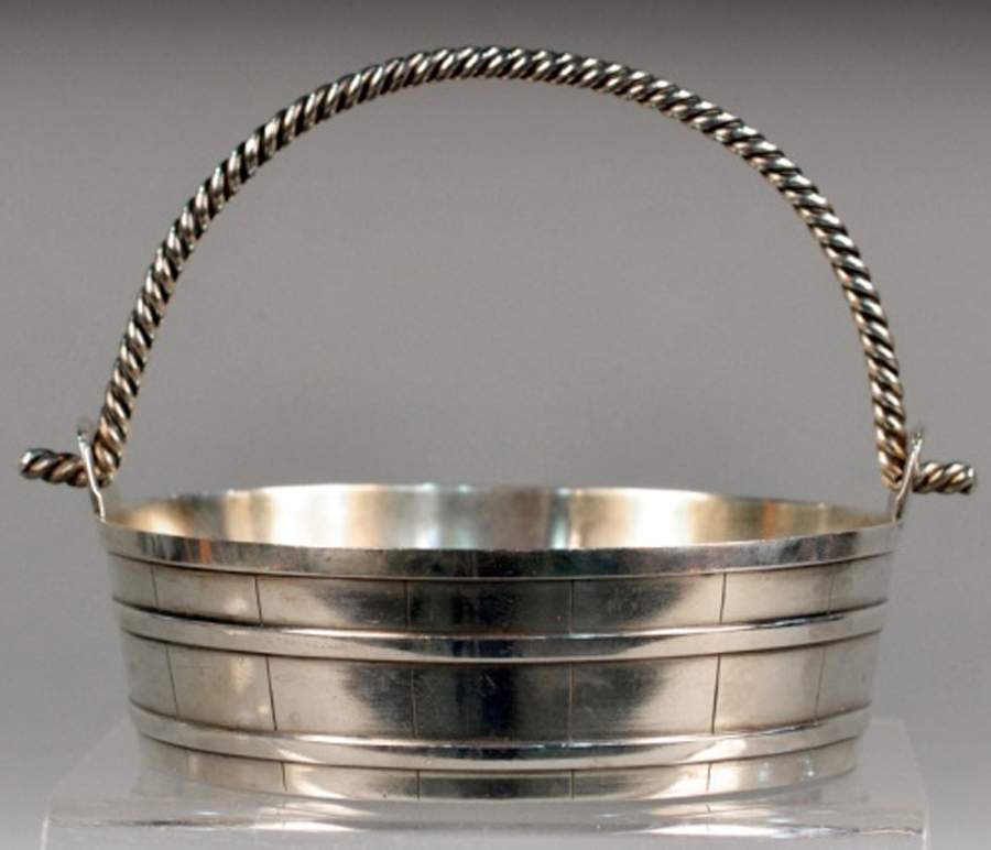 293 (Sterling, Hollowware) 5" Handled Basket by Wood & Hughes-1