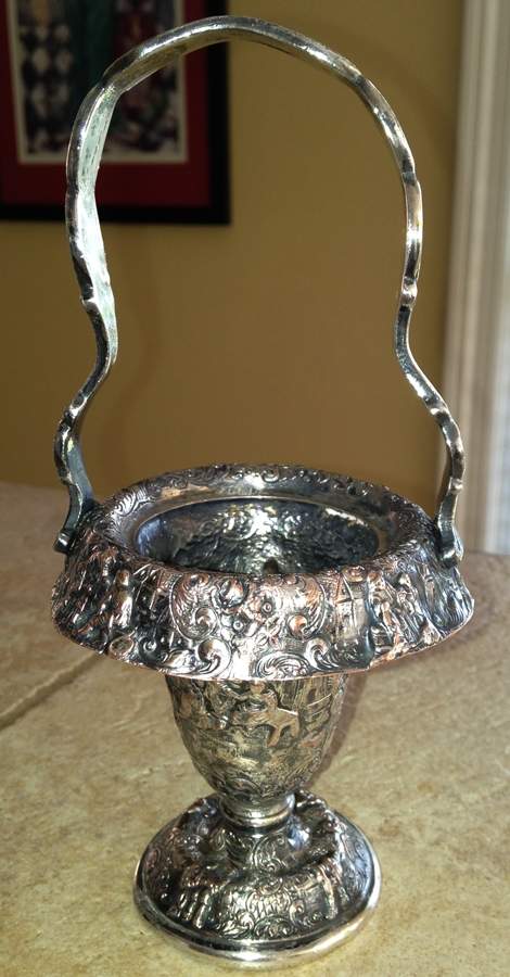 86644 (Silverplate, Hollowware) 7" Handled Basket by Wilcox Silverplate-1